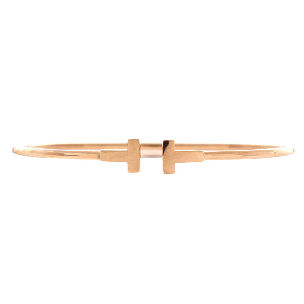 Tiffany & Co. Narrow T Wire Bracelet 18K Rose Gold